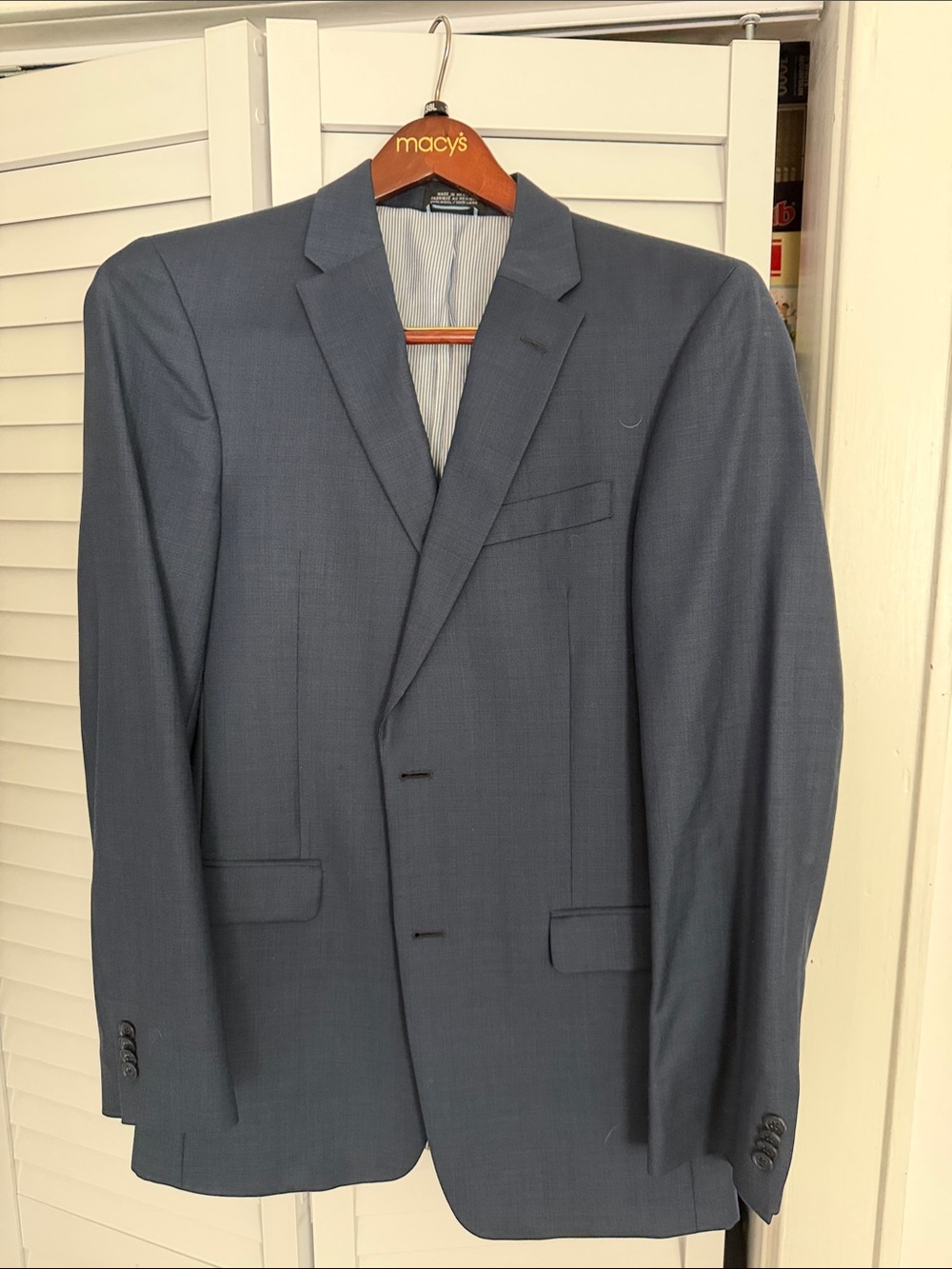 Macy's Men's Slate Blue Two-Button Suit Jacket